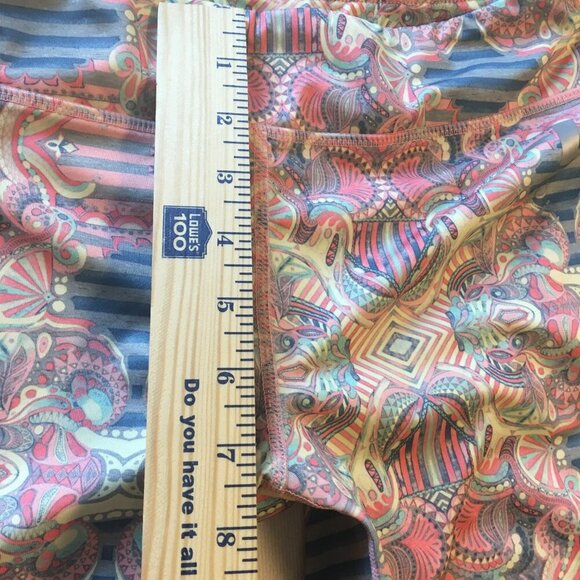 Roxy Athletic Capri Leggings Large Pink Print Hidden Waist Pocket - Picture 5 of 7